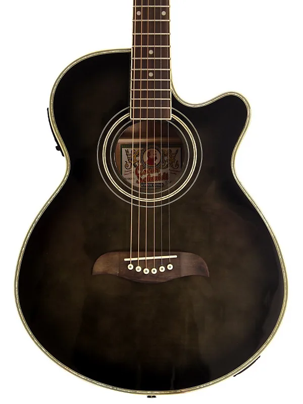 Guitarra Electroacustica Flame Black Oscar Schmidt By Washburn OG10CEFTB-A-U - Imagen 2