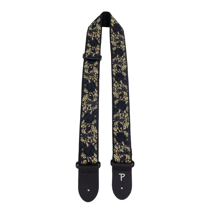 Correa Perris Jacquard Guitar Strap Black Metallic Rose TWS-7635
