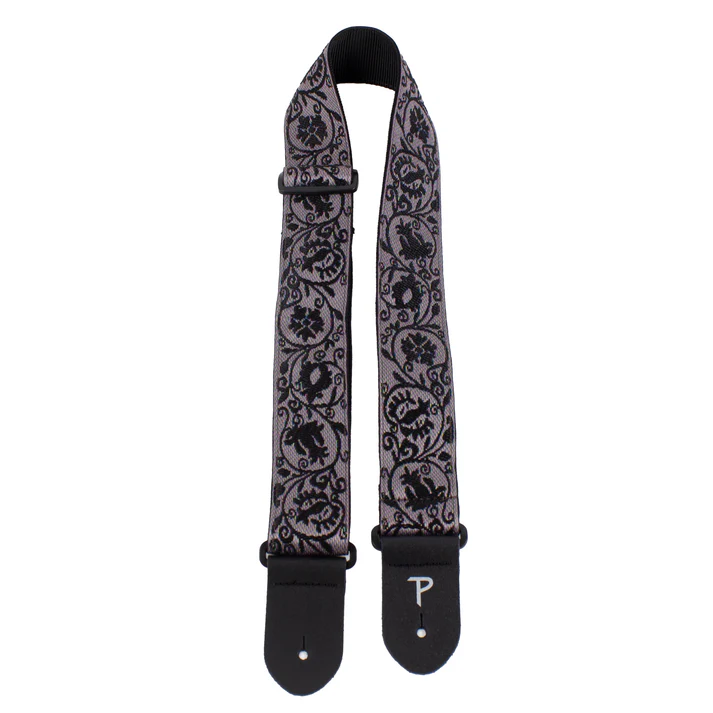 Correa Perris Black Lace Floral Jacquard Guitar Strap TWS-7681